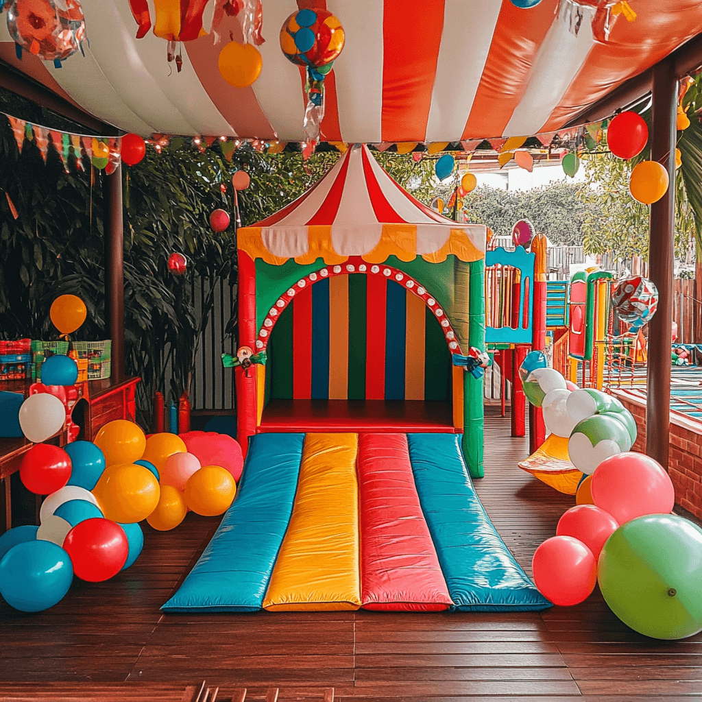 Children's birthday party in a Riga park with games, balloons, and a picnic.