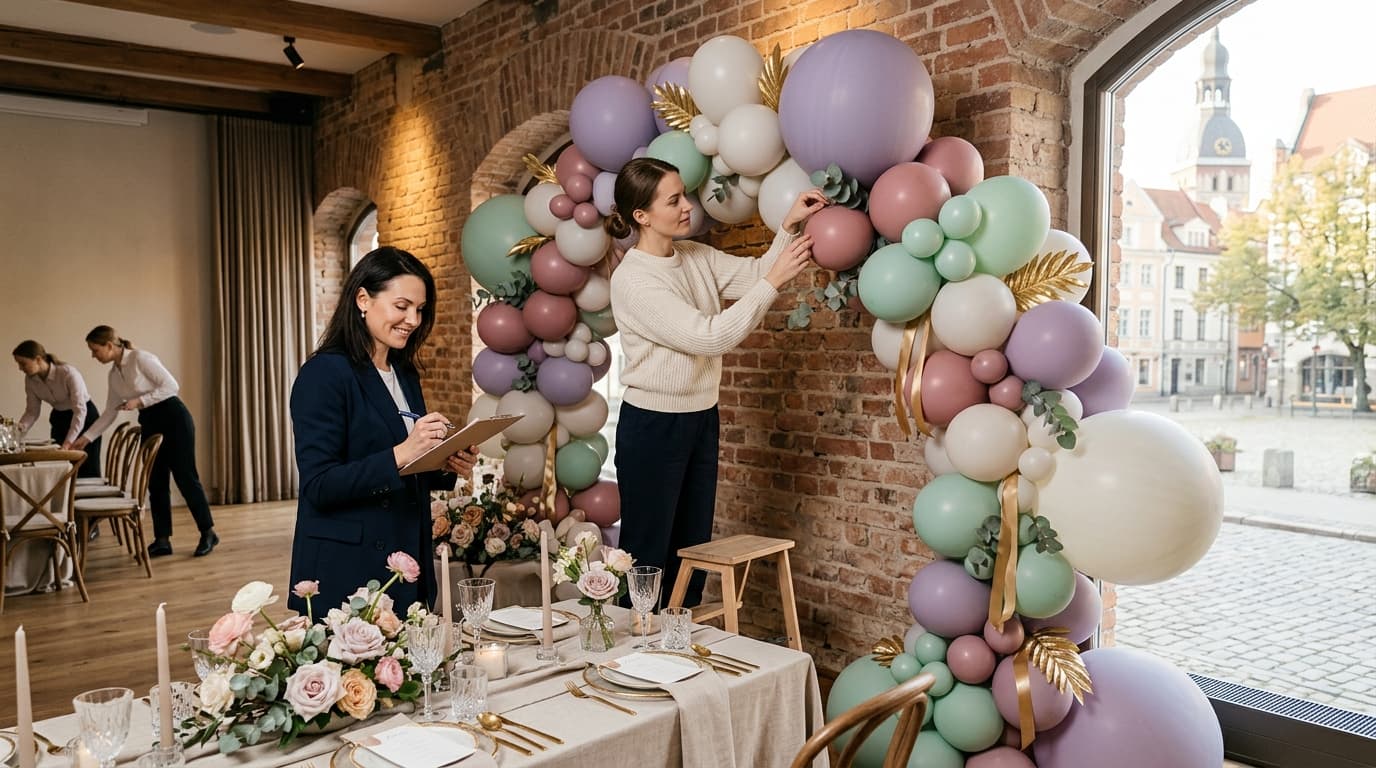 Tasteful balloon decorations at an event venue