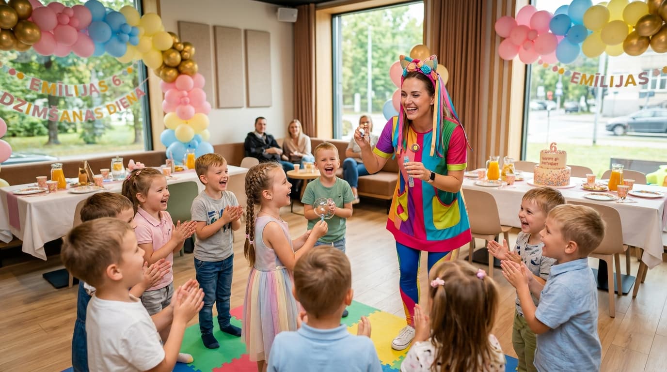 Kids party entertainer at a birthday party in Riga